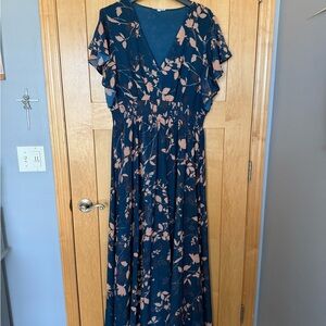 Baltic Born Navy Maxi Dress with Blush Floral Print